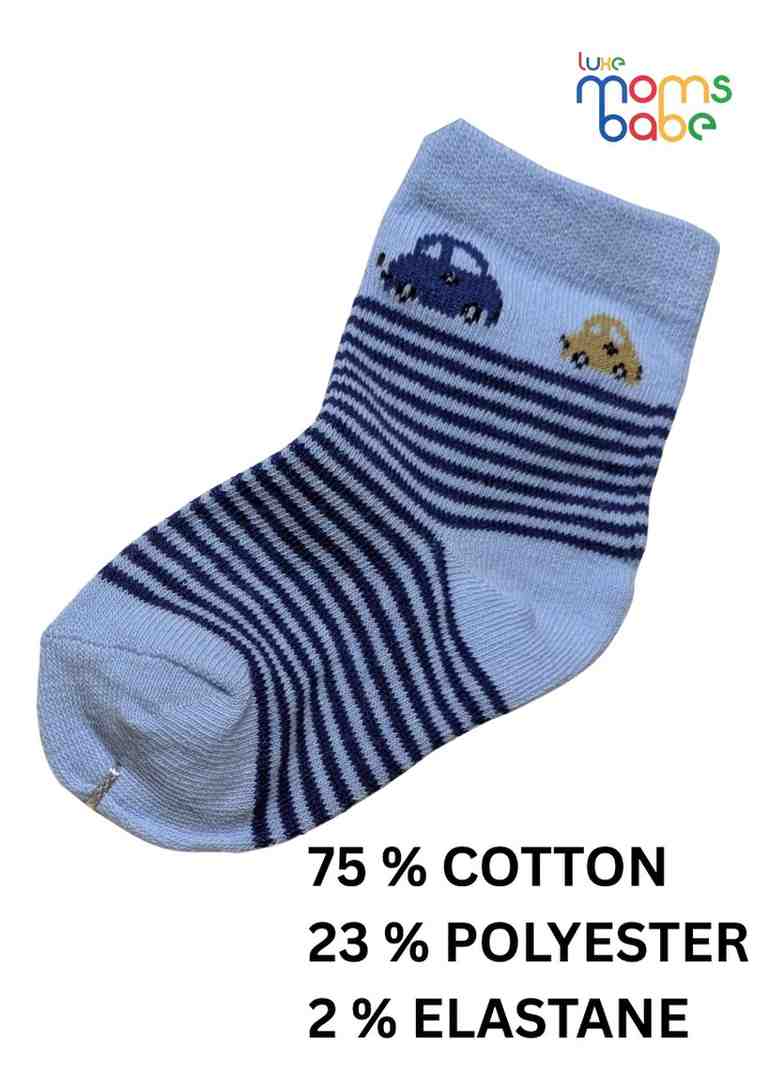 Baby Socks  - Pack of 2  for Baby boys ( 12-24 Months )-cream and light blue,breathable baby socks, boys ankle socks, toddler footwear, daily wear socks
