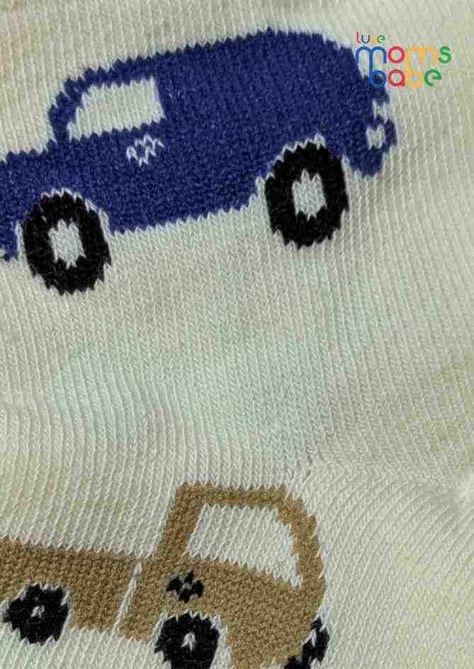 Baby Socks  - Pack of 2  for Baby boys ( 12-24 Months )-cream and light blue,breathable baby socks, boys ankle socks, toddler footwear, daily wear socks