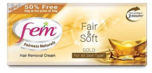 FEM Fairness Naturals Hair Removal Cream Fair And Soft - 40 G (50% Extra) for Women