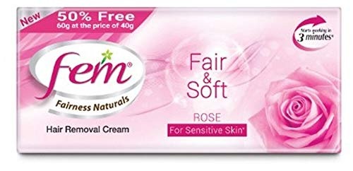 Fem Fairness Naturals Fair and Soft Hair Removal Cream for Sensitive Skin - 40 g (50% Extra)