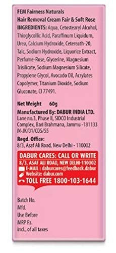 Fem Fairness Naturals Fair and Soft Hair Removal Cream for Sensitive Skin - 40 g (50% Extra)