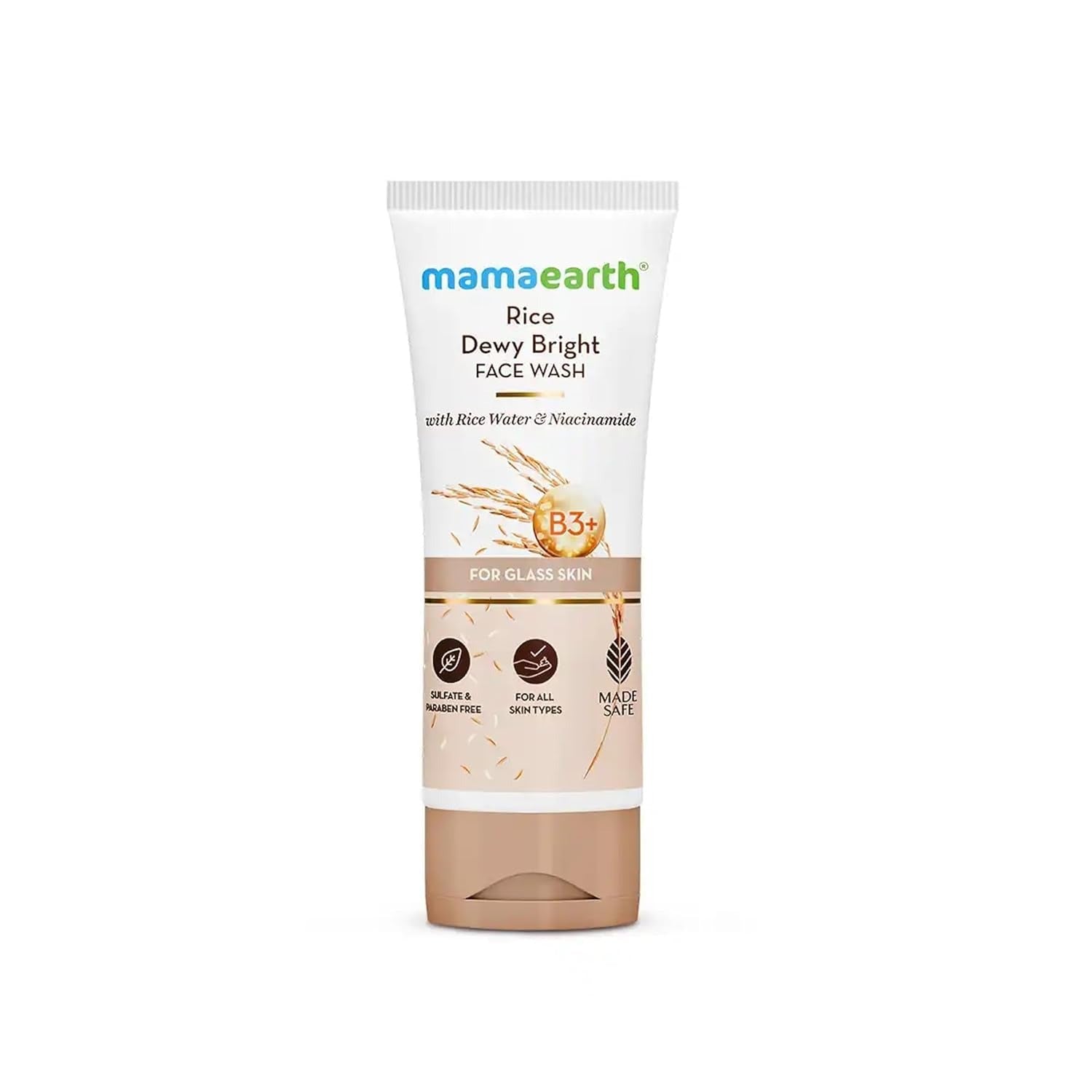 Mamaearth Rice Dewy Bright Face Wash With Rice Water & Niacinamide for Glass Skin | For Hydrated & Even skin Tone | Glowing & Brightening | Korean skin Care