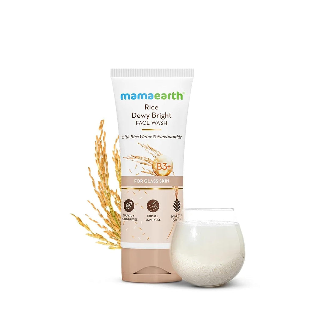 Mamaearth Rice Dewy Bright Face Wash With Rice Water & Niacinamide for Glass Skin | For Hydrated & Even skin Tone | Glowing & Brightening | Korean skin Care