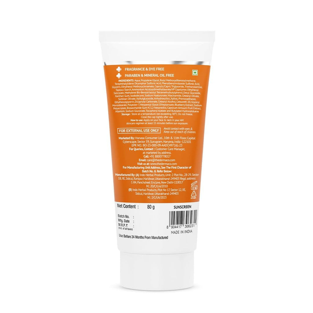 The Derma Co 1% Hyaluronic Sunscreen Aqua Gel SPF 50 PA++++ | Hydrating, Lightweight & Non-Greasy | No White Cast | Broad Spectrum & Blue Light Protection