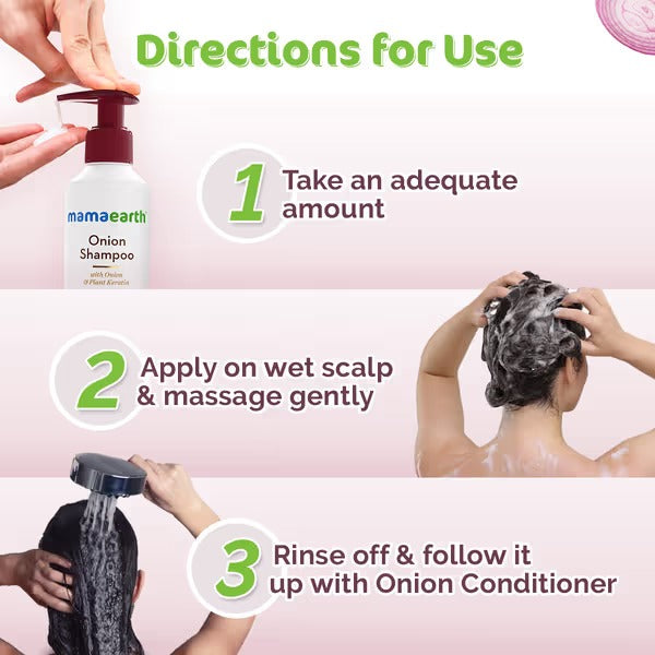 Mamaearth Onion Shampoo for Hair Fall Control & Hair Growth with Onion & Plant Keratin - 180 ml