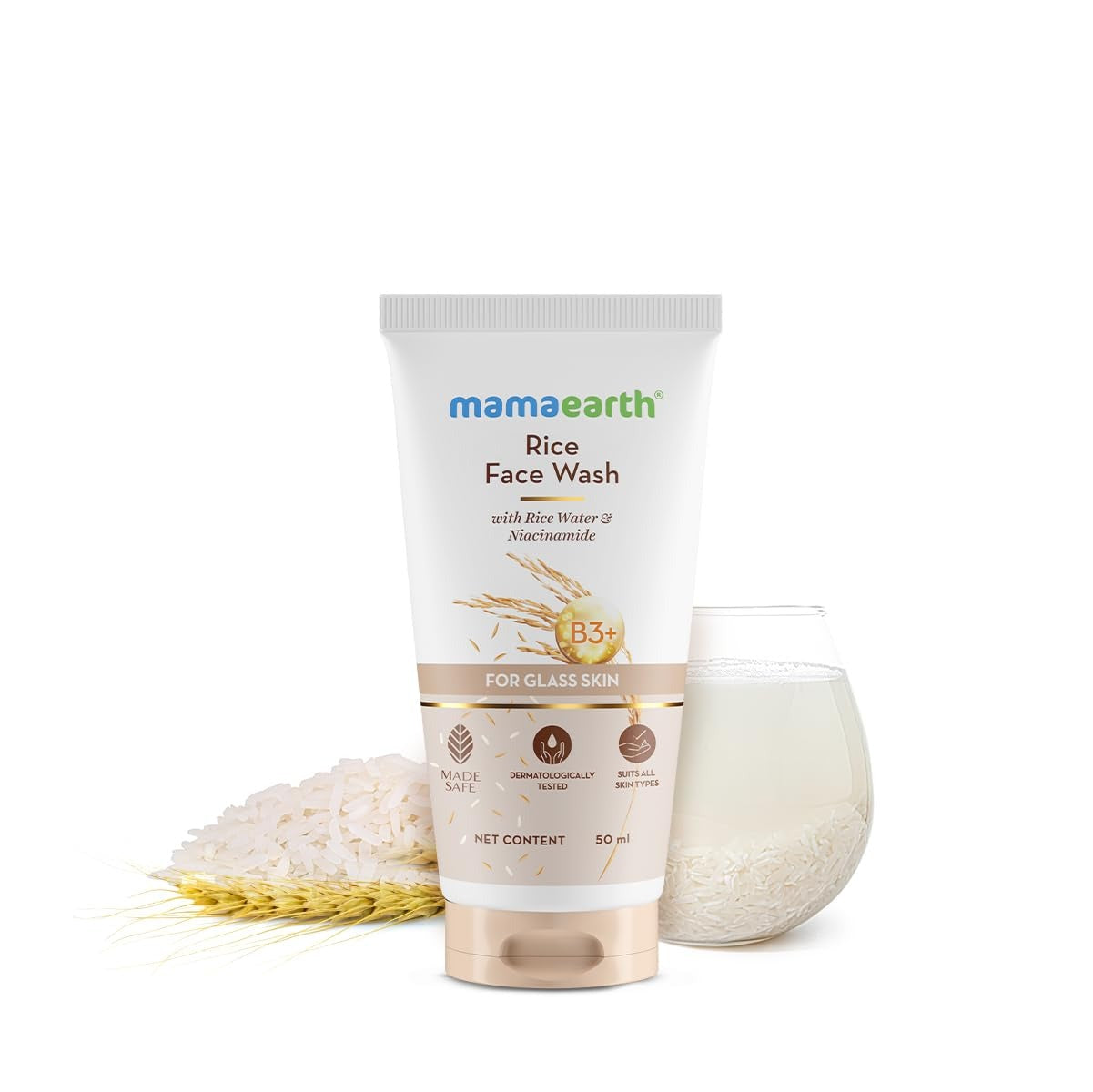 Rice Dewy Bright Face Wash With Rice Water & Niacinamide for Glass Skin - 50 ml