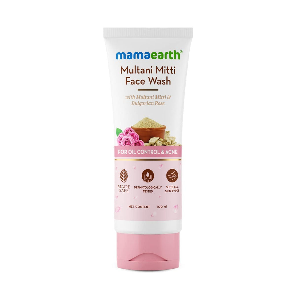 Mamaearth Multani Mitti Face Wash with Multani Mitti & Bulgarian Rose For Oil Control & Acne | Suits All Skin Types | Hydrating & Gentle | Paraben-Free
