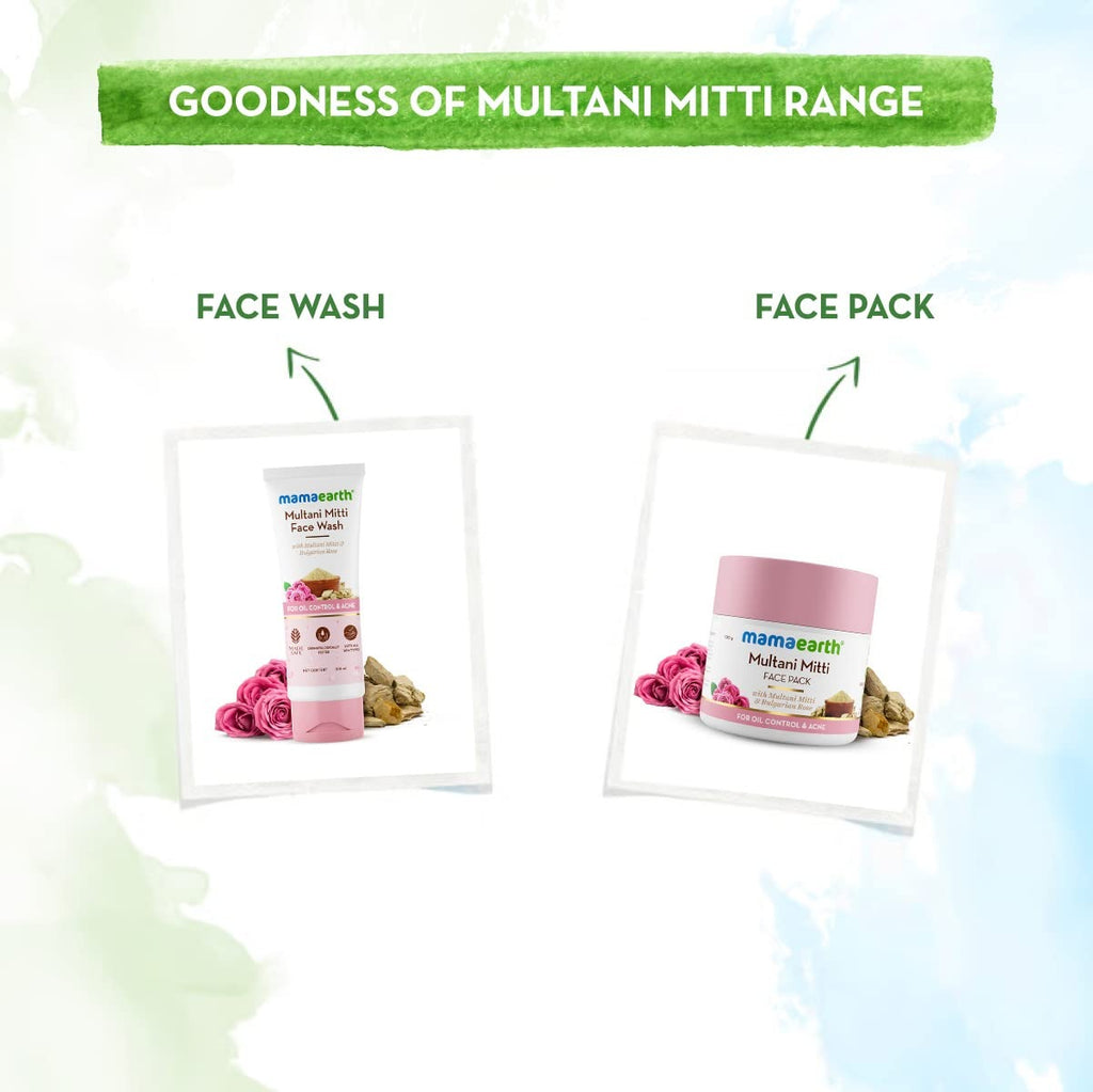 Mamaearth Multani Mitti Face Wash with Multani Mitti & Bulgarian Rose For Oil Control & Acne | Suits All Skin Types | Hydrating & Gentle | Paraben-Free