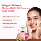 Mamaearth Multani Mitti Oil Balance Face Wash with Multani Mitti & Bulgarian Rose for Normal to Oily Skin - 150 ml Balances Excess Oil Production | Gentle Clean
