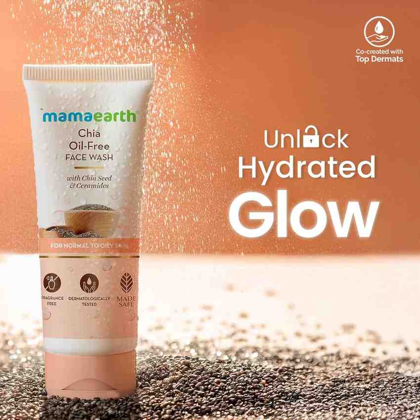 Mamaearth Chia Oil-Free Face Wash with Chia Seed & Ceramides - 100 ml | For Normal to Oily Skin | Gives Hydrated Glow | Co-created with Top Dermats