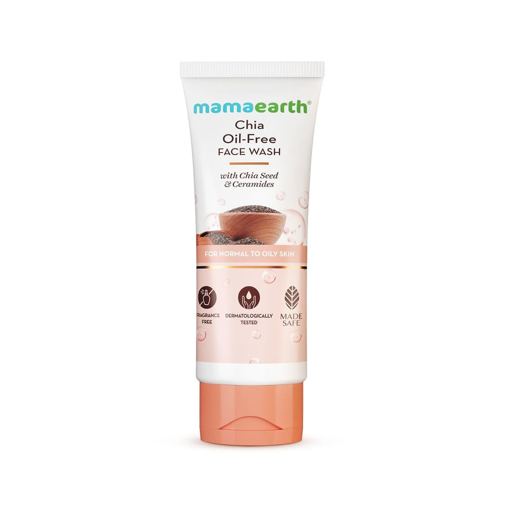 Mamaearth Chia Oil-Free Face Wash with Chia Seed & Ceramides - 100 ml | For Normal to Oily Skin | Gives Hydrated Glow | Co-created with Top Dermats