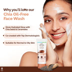 Mamaearth Chia Oil-Free Face Wash with Chia Seed & Ceramides - 100 ml | For Normal to Oily Skin | Gives Hydrated Glow | Co-created with Top Dermats