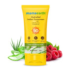 Mamaearth HydraGel Indian Sunscreen with Aloe Vera and Raspberry for Sun Protection | SPF 50 & PA++++ Protection | Shields from UVA & UVB Rays | Tan Protection