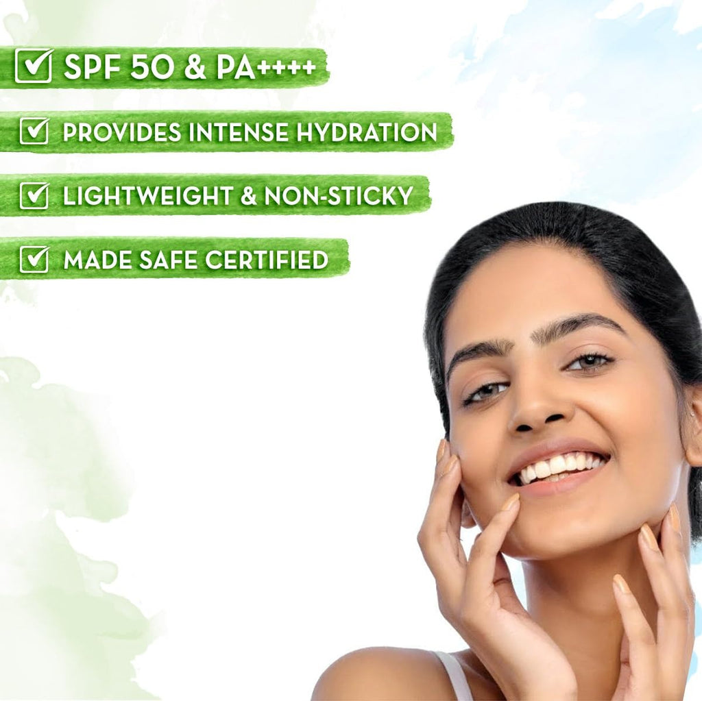 Mamaearth HydraGel Indian Sunscreen with Aloe Vera and Raspberry for Sun Protection | SPF 50 & PA++++ Protection | Shields from UVA & UVB Rays | Tan Protection