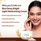 Mamaearth Rice Dewy Bright Light Moisturizing Cream With Rice Water & Niacinamide For Glass-Skin 50G|For Face, Hands & Body |24H Long-Lasting Moisturization