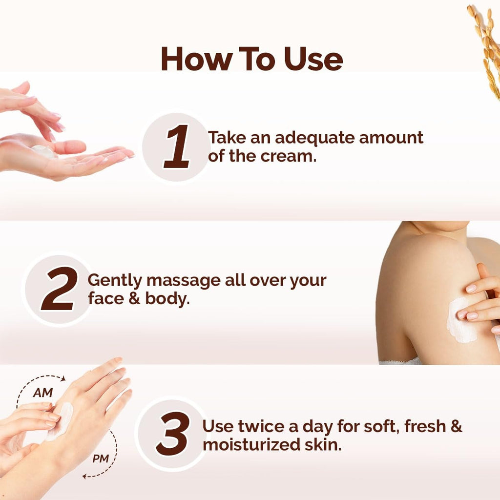 Mamaearth Rice Dewy Bright Light Moisturizing Cream With Rice Water & Niacinamide For Glass-Skin 50G|For Face, Hands & Body |24H Long-Lasting Moisturization