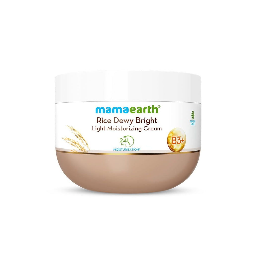 Mamaearth Rice Dewy Bright Light Gel Moisturizer with Rice Water& Niacinamide For Glass-skin Glow 200g| Long-lasting, Nonsticky Hydration |Oil-free, Lightweight