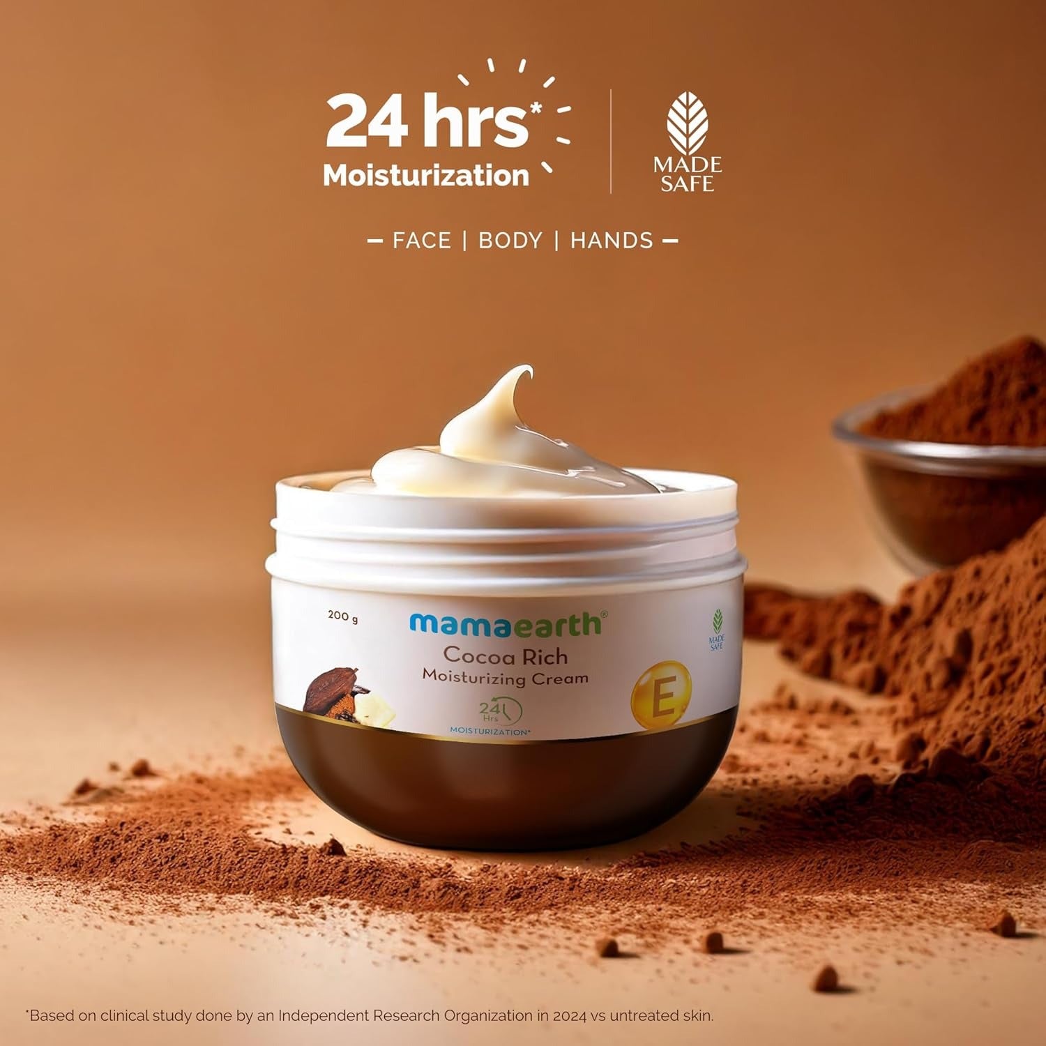 Mamaearth Cocoa Rich Moisturizing Cream with Cocoa Butter & Vit E for Deep Nourishment 200g | For Face, Hand & Body | 24H Long-lasting Moisturization 200G