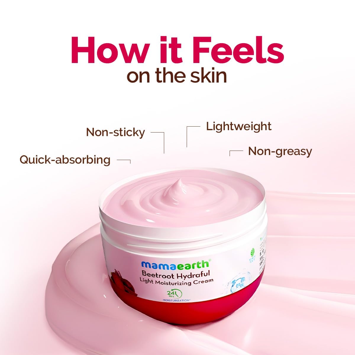 Mamaearth Beetroot Hydraful Light Moisturizing Cream With Beetroot & Hyaluronic Acid|For Hydrated Pink Glow|For Face, Hand & Body|24H Moisturization