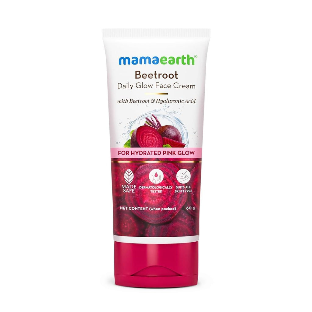 Mamaearth Beetroot Daily Glow Face Cream With Beetroot & Hyaluronic Acid - 80 g | Gives Hydrated Pink Glow | Gives Instant Brightening Effect