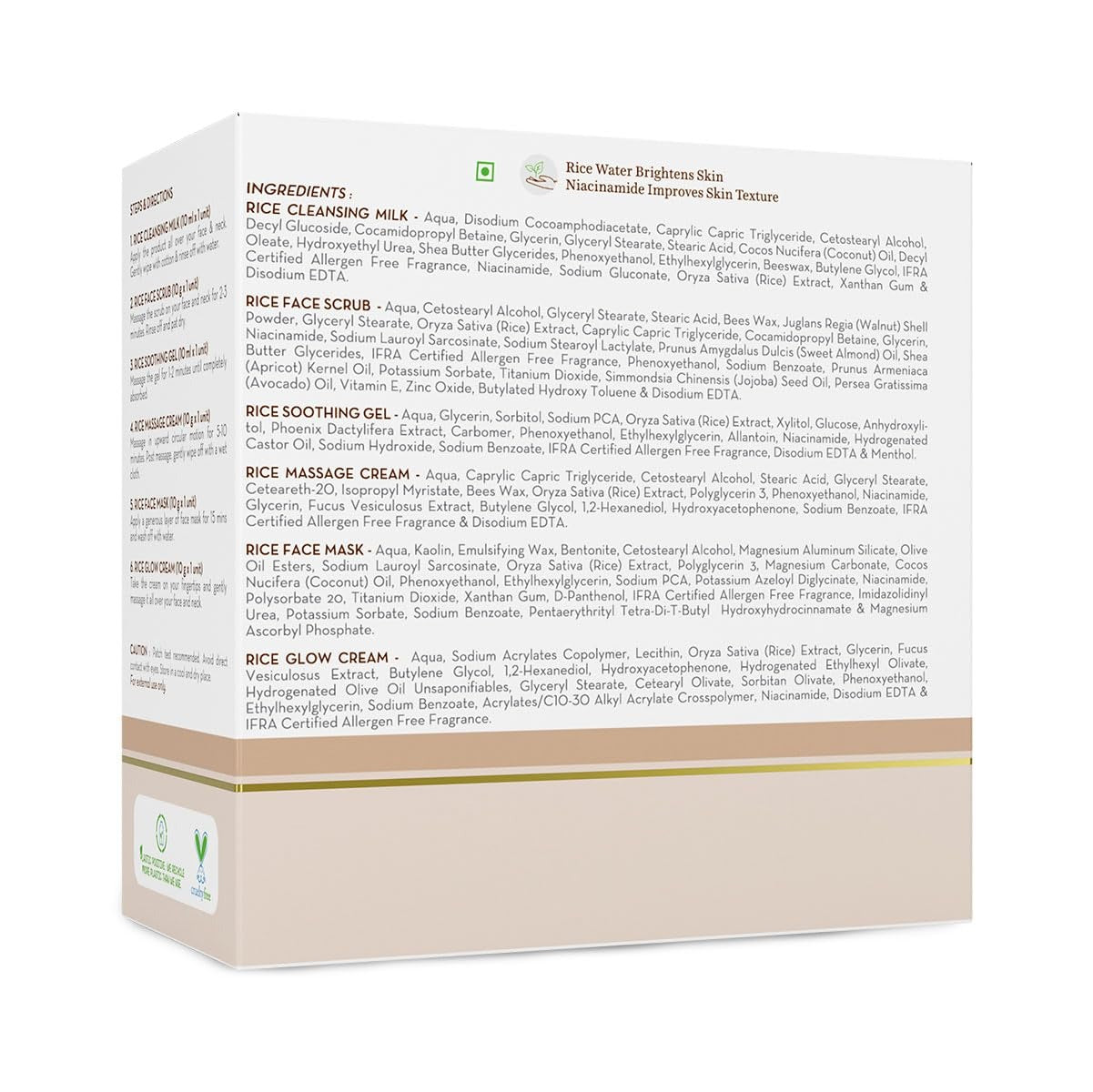 Mamaearth Rice Facial Kit With Rice Water & Niacinamide for Glass Skin - 60 g | Salon-Like Glowing Skin in 6 Easy Steps | Improves Skin Texture