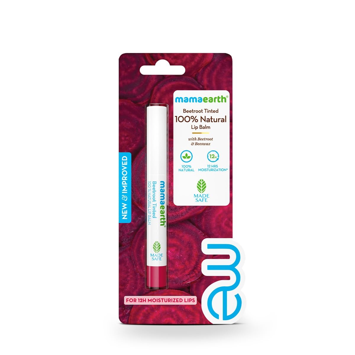 Mamaearth Beetroot Tinted 100% Natural Lip Balm with Beetroot & Beeswax for 12h Moisturized Lips - 2 g | 100% Natural Formula which Provides 12H Moisturization