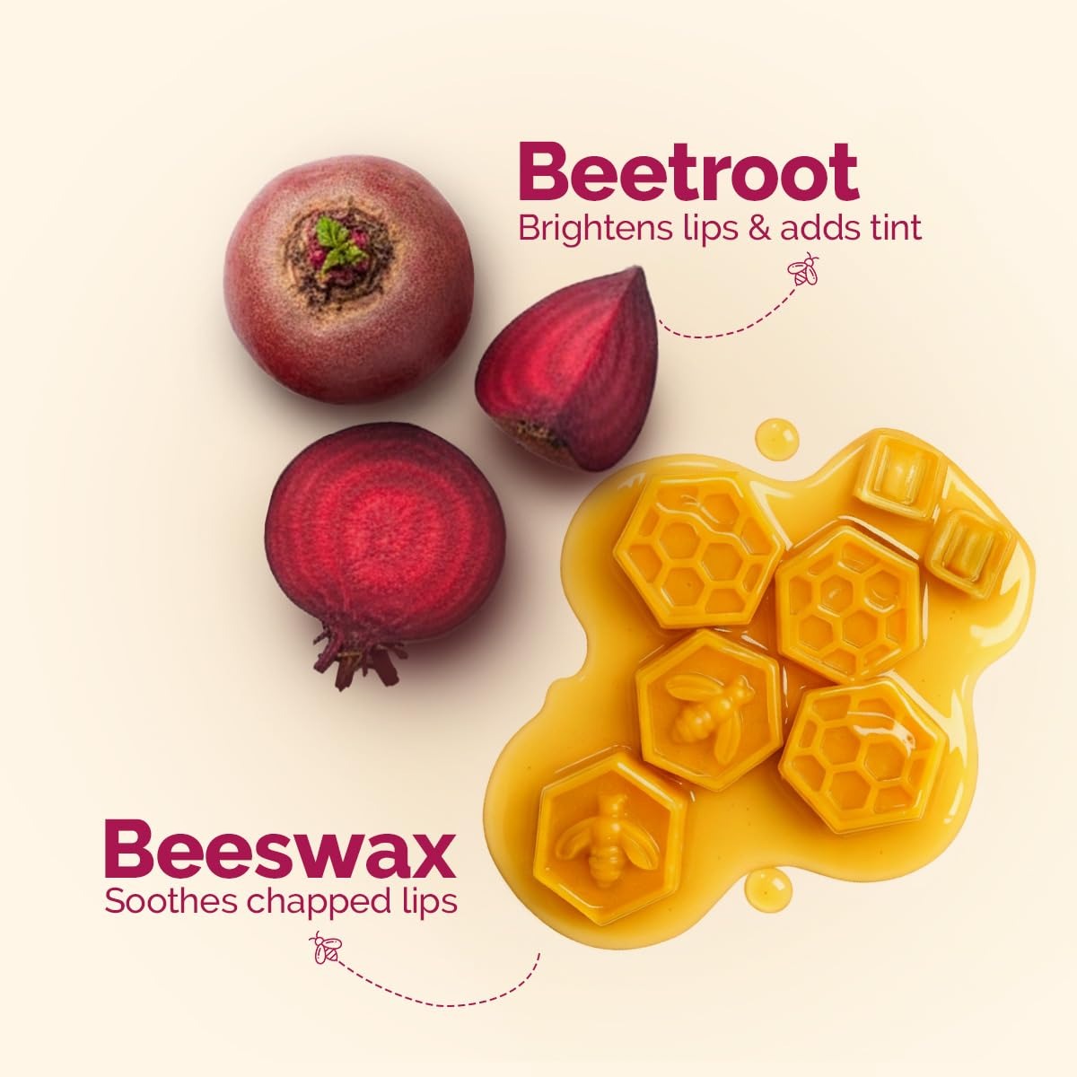 Mamaearth Beetroot Tinted 100% Natural Lip Balm with Beetroot & Beeswax for 12h Moisturized Lips - 2 g | 100% Natural Formula which Provides 12H Moisturization