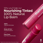 Mamaearth Nourishing Tinted 100% Natural Lip Balm With Vitamin E And Raspberry - 4 G|Gives 12-Hour Moisturization|For Dry&Chapped Lips|Naturally Pink Lips