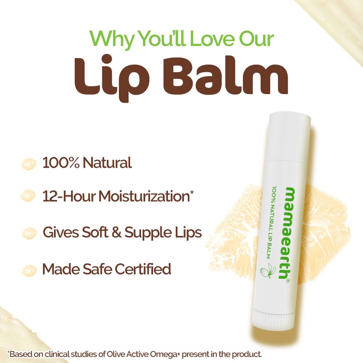 Mamaearth Nourishing 100% Natural Lip Balm with Vitamin E and Shea Butter - 4 g | 12-Hour Moisturization | Makes Lips Soft & Supple