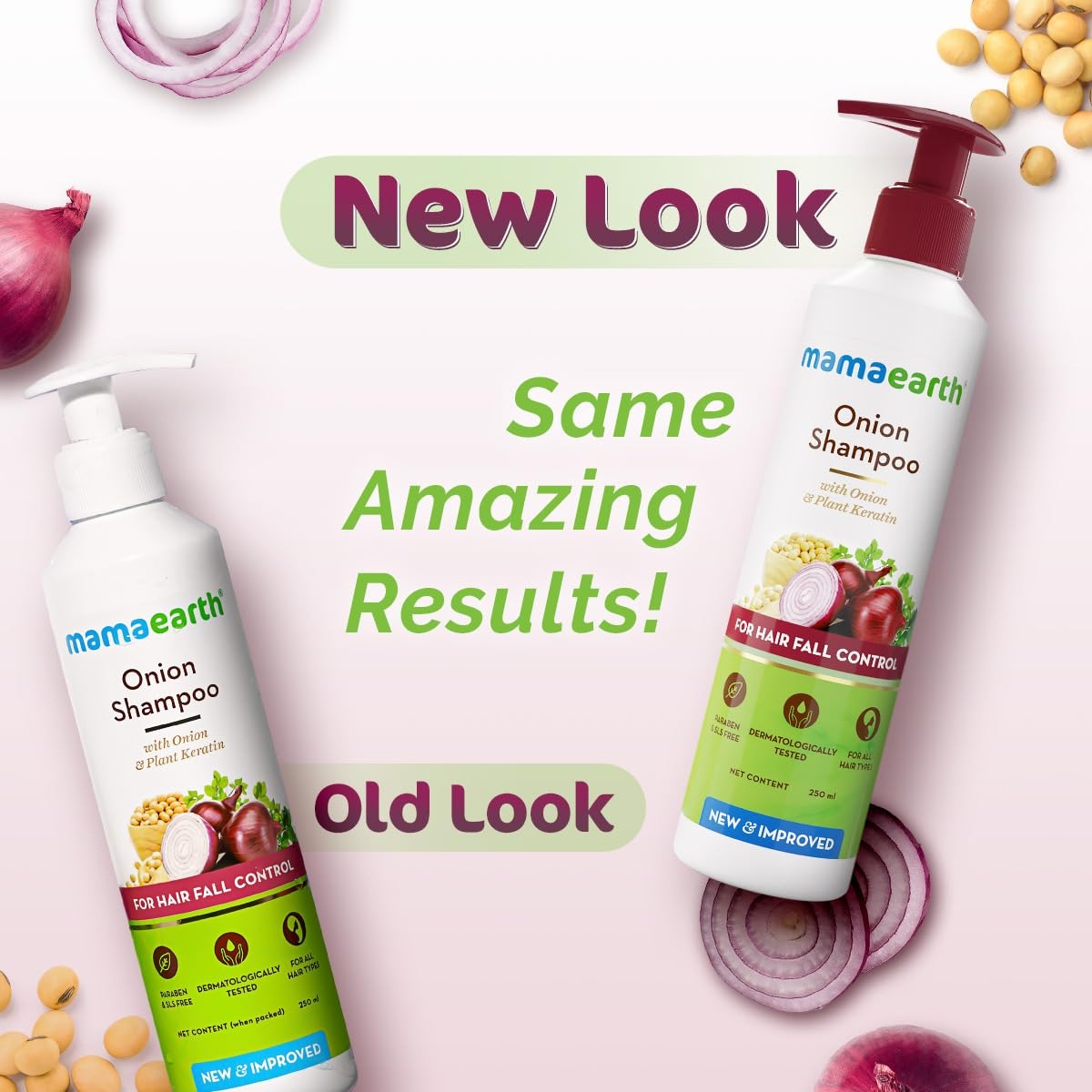 Mamaearth Onion Shampoo for Hair Growth and Hair Fall Control with Onion and Plant Keratin | Reduces Hair Fall | Strengthens & Smoothens Hair | 250ml