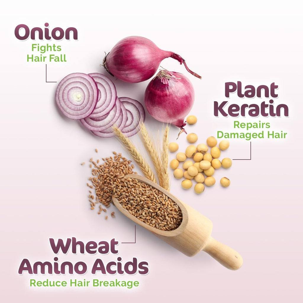 Mamaearth Onion Shampoo for Hair Growth and Hair Fall Control with Onion and Plant Keratin | Reduces Hair Fall | Strengthens & Smoothens Hair | 250ml