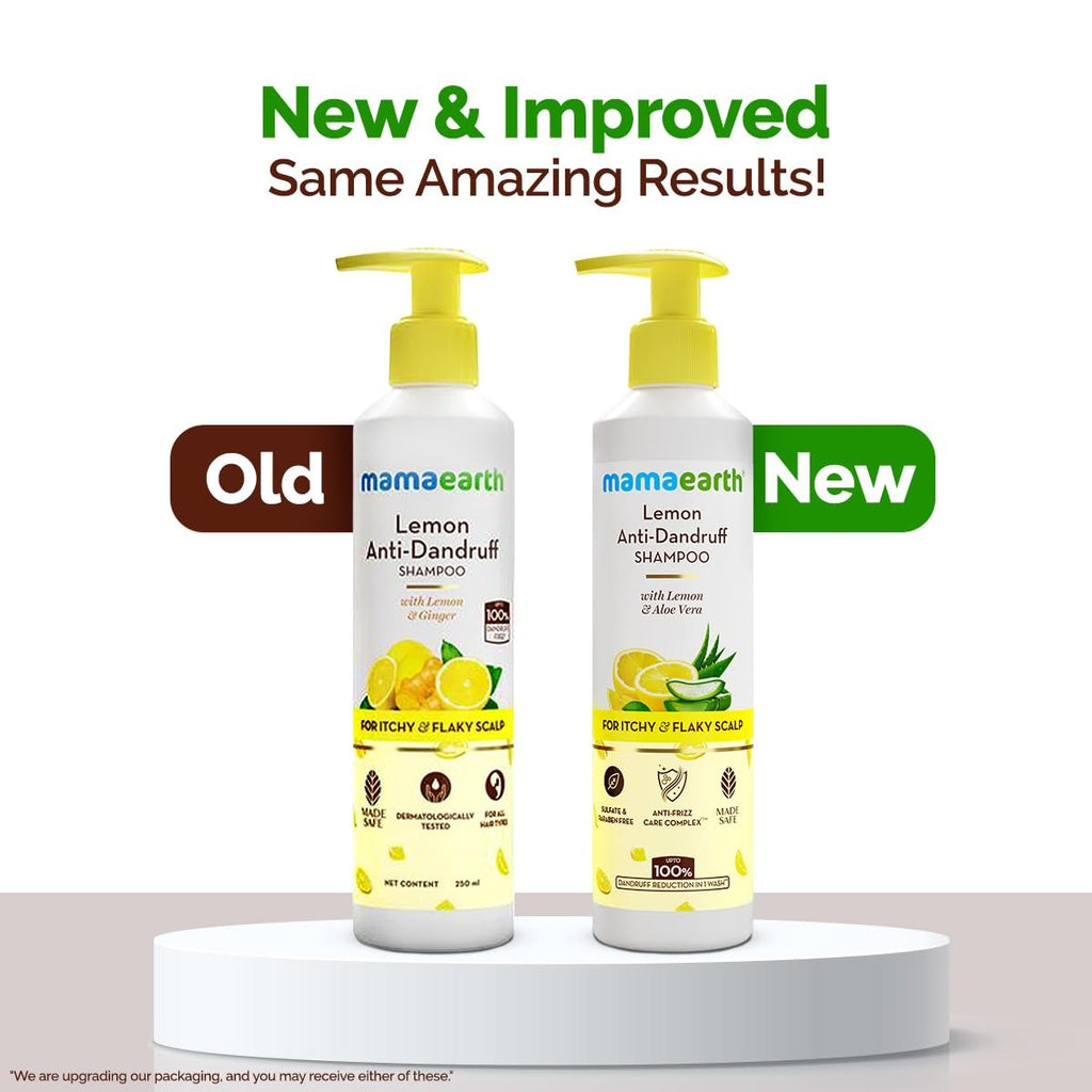 Mamaearth Lemon Anti-Dandruff Shampoo with Lemon, ZPTO, Climbazole, Aloe Vera for Itchy & Flaky Scalp | Upto 100% Dandruff Reduction & 3X Softer Hair in 1 Wash