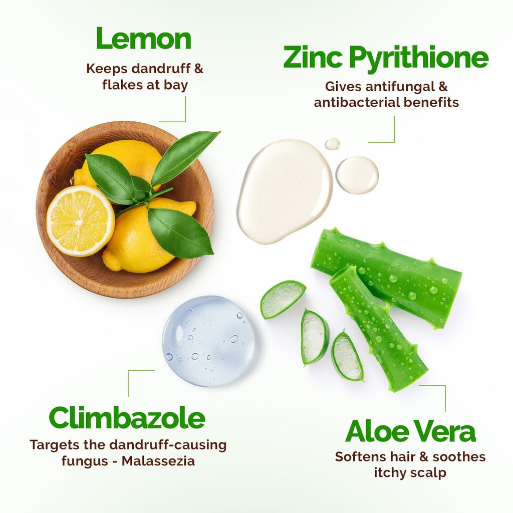 Mamaearth Lemon Anti-Dandruff Shampoo with Lemon, ZPTO, Climbazole, Aloe Vera for Itchy & Flaky Scalp | Upto 100% Dandruff Reduction & 3X Softer Hair in 1 Wash