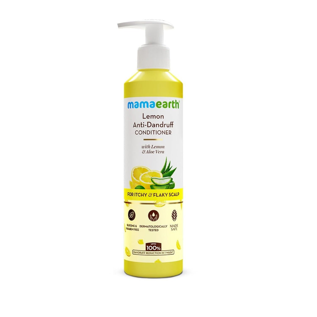 Mamaearth Lemon Anti-Dandruff Conditioner with Lemon, Aloe Vera for Itchy & Flaky Scalp | 3X Softer Hair & Up to 100% Dandruff Reduction in 1 Wash