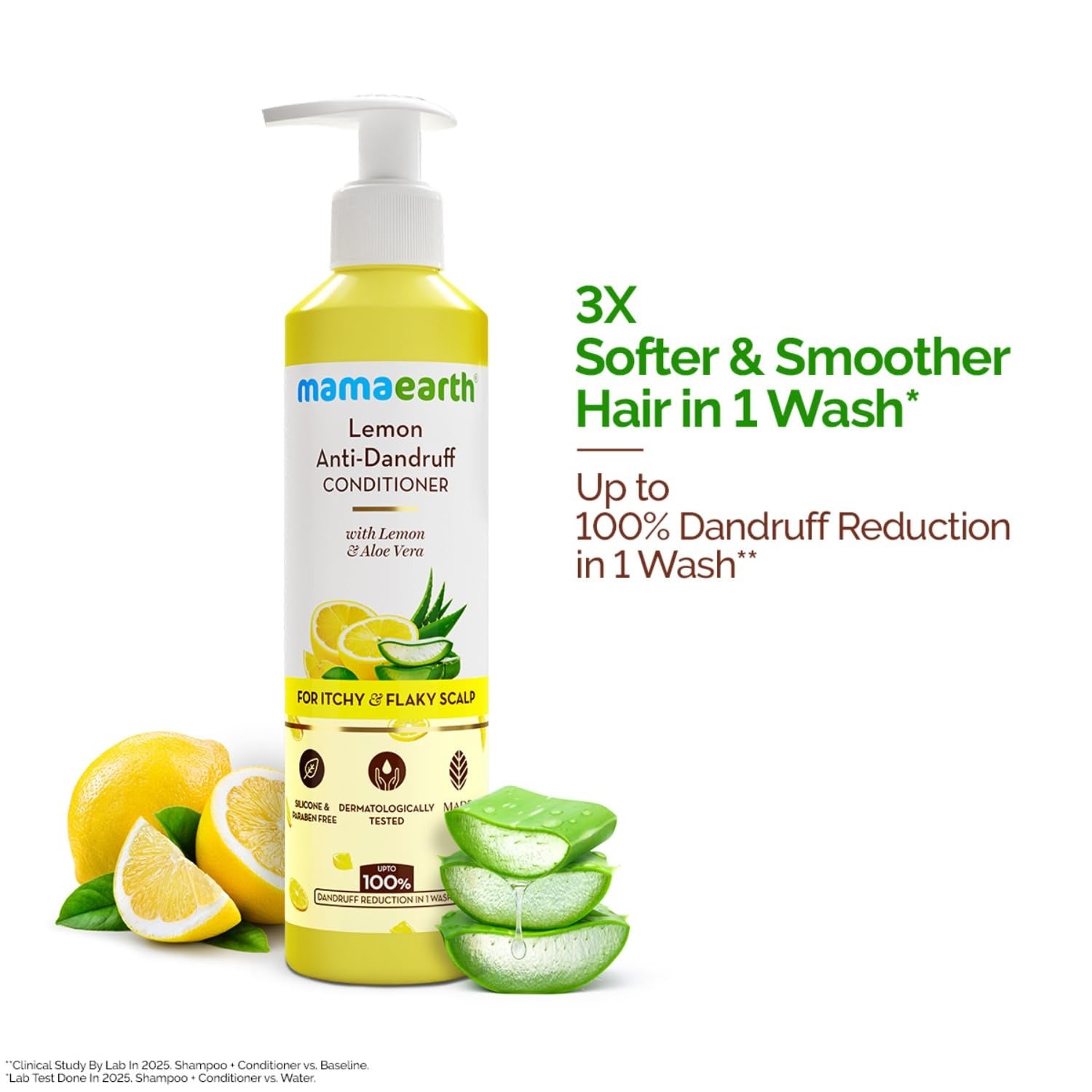 Mamaearth Lemon Anti-Dandruff Conditioner with Lemon, Aloe Vera for Itchy & Flaky Scalp | 3X Softer Hair & Up to 100% Dandruff Reduction in 1 Wash