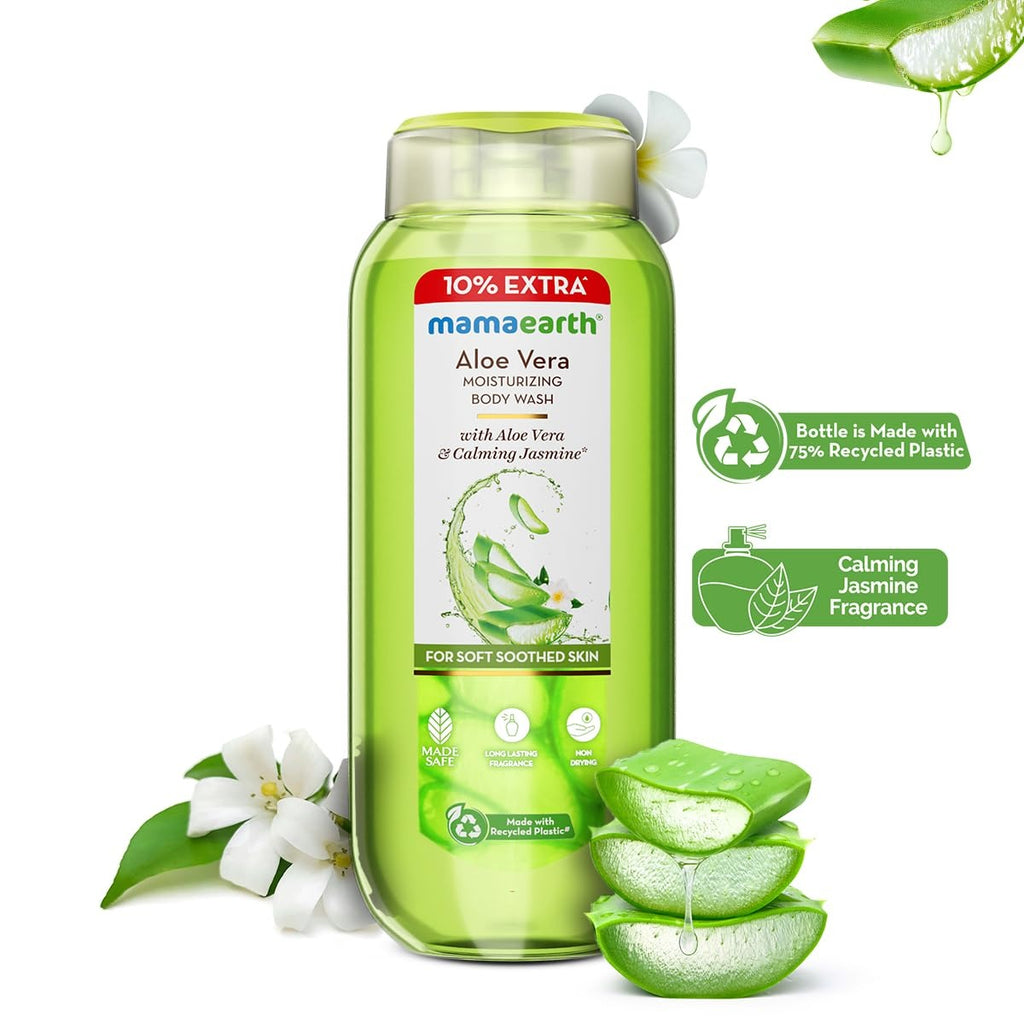 Mamaearth Aloe Vera Moisturizing Body Wash with Aloe Vera & Calming Jasmine Scent For Soft & Soothed Skin - 275 ml |Intensely Moisturizes