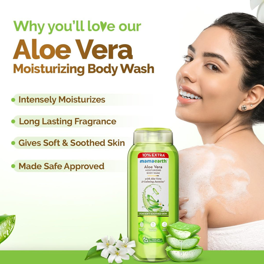 Mamaearth Aloe Vera Moisturizing Body Wash with Aloe Vera & Calming Jasmine Scent For Soft & Soothed Skin - 275 ml |Intensely Moisturizes