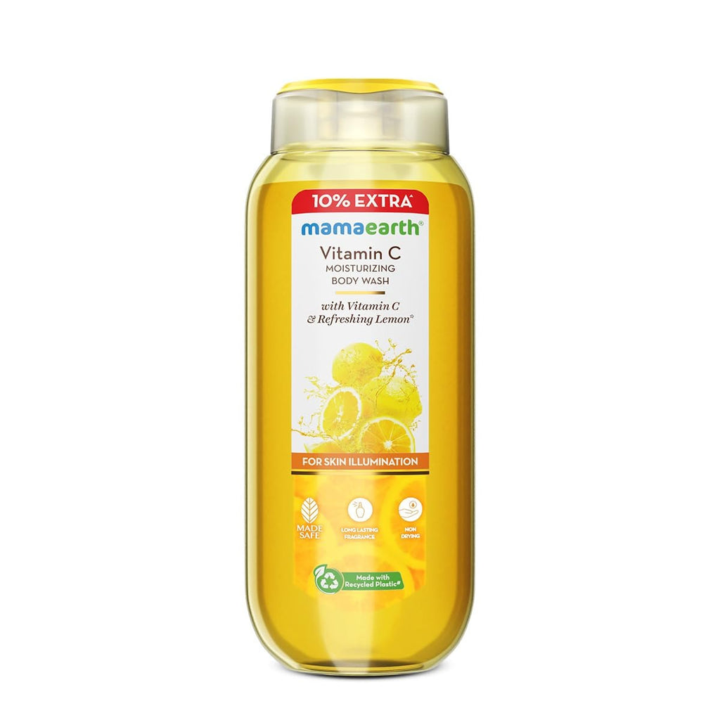 Mamaearth Vitamin C Moisturizing Body Wash with Vitamin C & Refreshing Lemon Scent for Skin Illumination- 275ml|Deeply Cleanses|Intensely Moisturizes|Long-Lasti