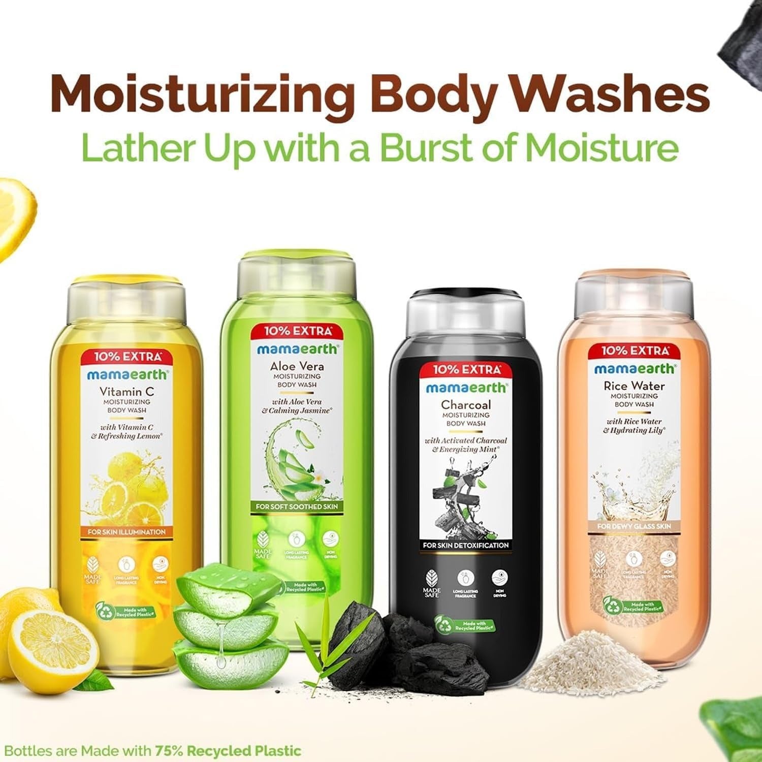 Mamaearth Rice Water Moisturizing Body Wash with Rice Water & Hydrating Lily Scent for Dewy Glass Skin - 275 ml | Intensely Moisturizes |Long Lasting Fragrance