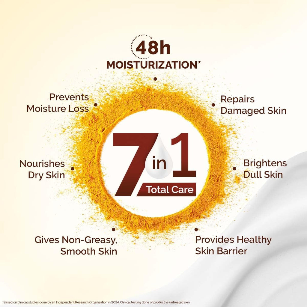 Mamaearth Ubtan Moisturizing Body Lotion with Turmeric & Saffron for Glowing Skin | 48 Hrs Moisturization | Nourishes Dry Skin | 7 in1 Total Care