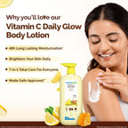 Mamaearth Vitamin C Daily Glow Body Lotion For Skin Brightening with Vitamin C & Honey 400ml|Nourishes Dry Skin|48 H Moisturization| 100% Natural Butter