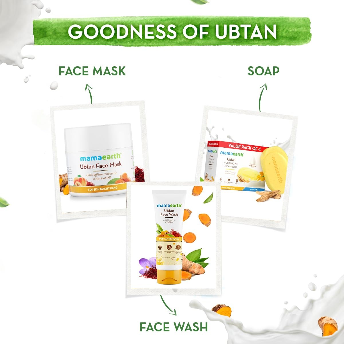 Mamaearth Ubtan Moisturizing Lotion Soap 125 g (Pack of 4) | Removes Tan | Benefits of Lotion in a soap | Gently Exfoliates & Deeply Cleanses