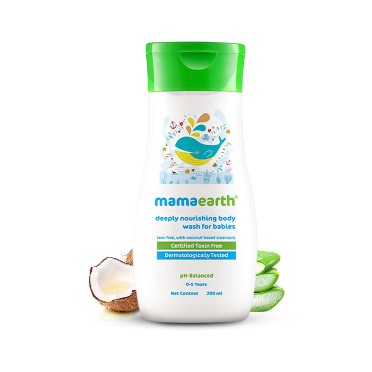 Mamaearth Deeply Nourishing Body Wash For Babies - 200ml | Infused with Coconut Oil, Orange Essential Oil & Aloe Vera Extract | Deeply Nourishing