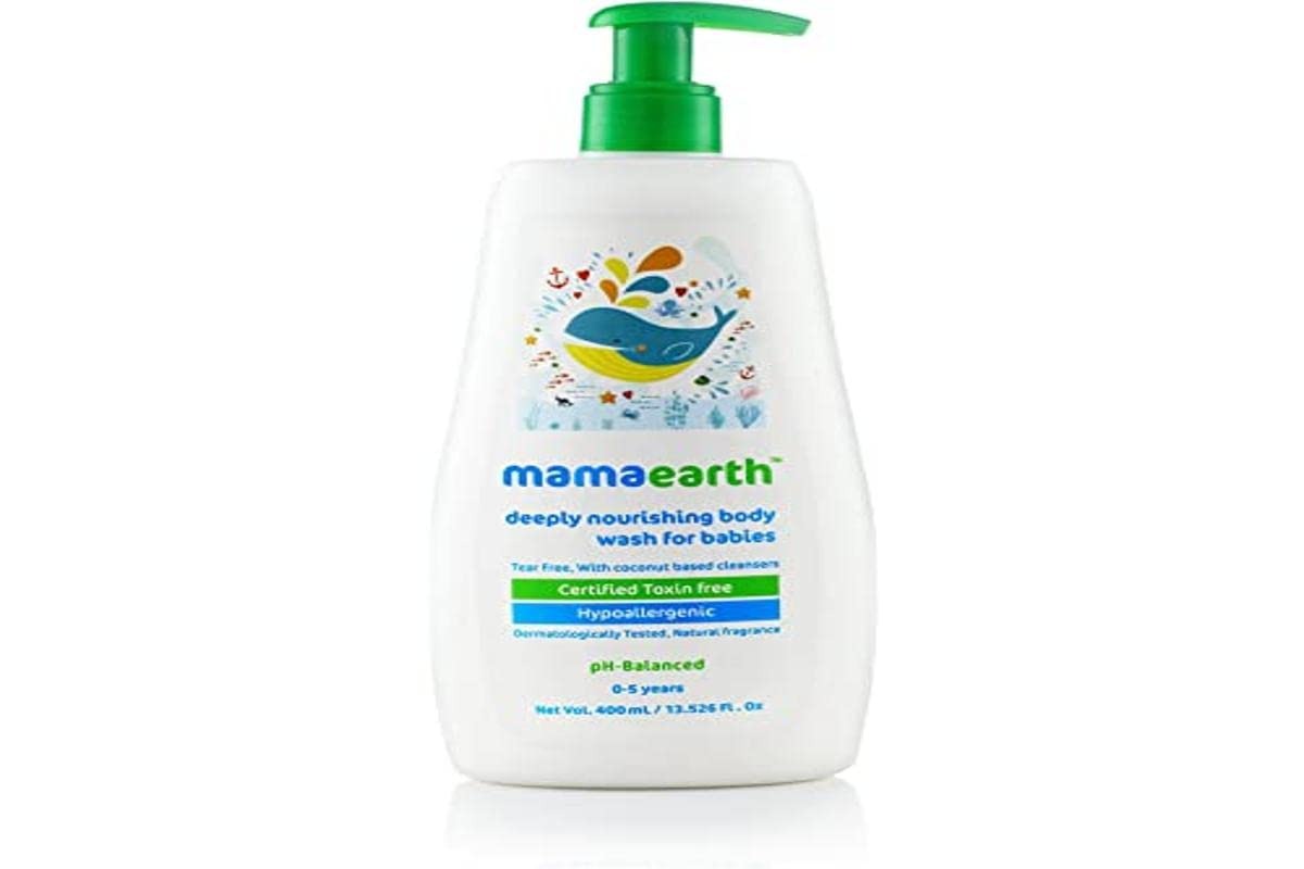 Mamaearth Deeply Nourishing Body Wash For Babies - 400 ml | Infused with Coconut Oil, Orange Essential Oil & Aloe Vera Extract | Deeply Nourishing