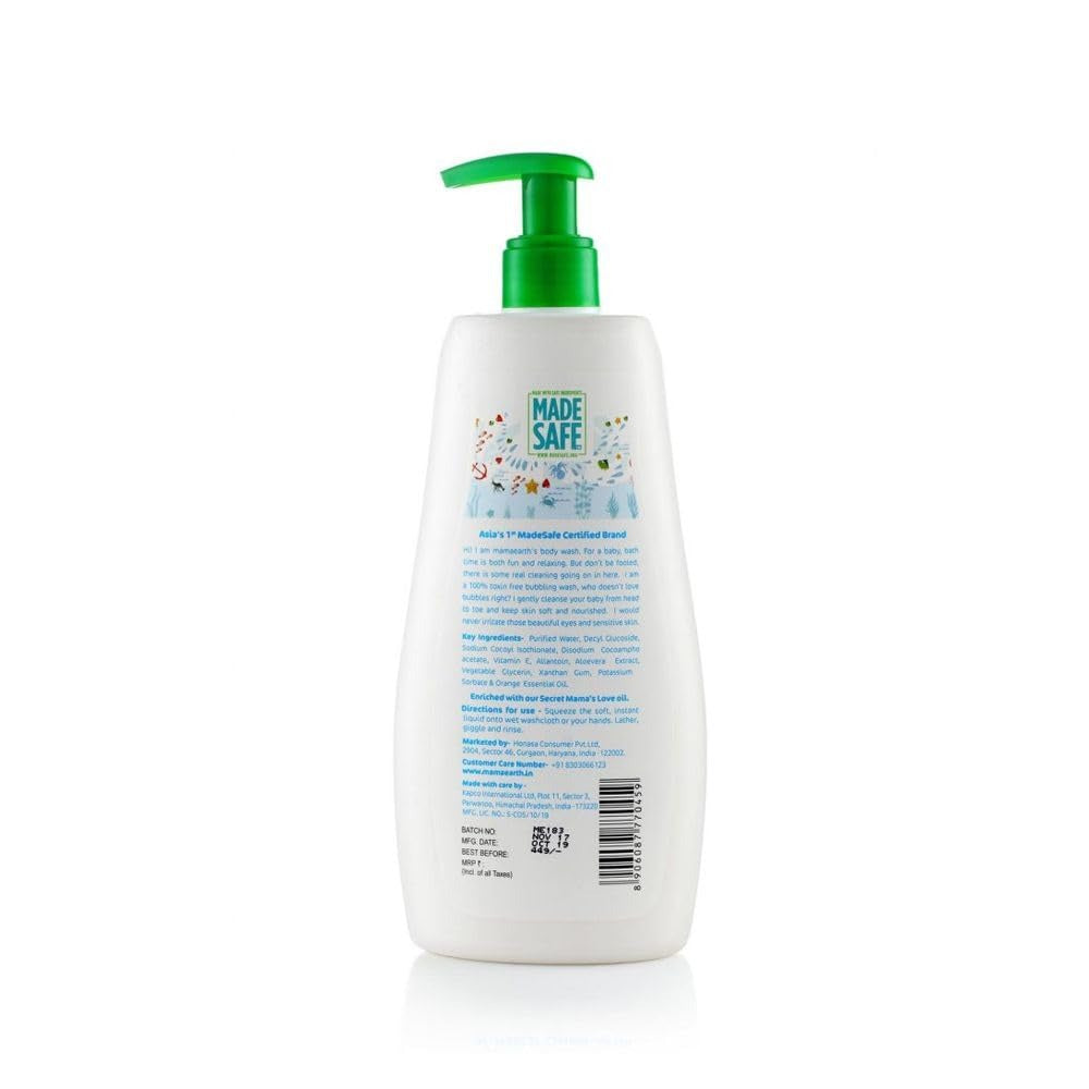 Mamaearth Deeply Nourishing Body Wash For Babies - 400 ml | Infused with Coconut Oil, Orange Essential Oil & Aloe Vera Extract | Deeply Nourishing