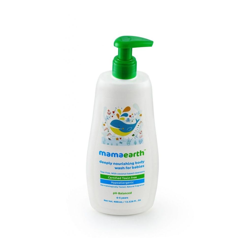 Mamaearth Deeply Nourishing Body Wash For Babies - 400 ml | Infused with Coconut Oil, Orange Essential Oil & Aloe Vera Extract | Deeply Nourishing