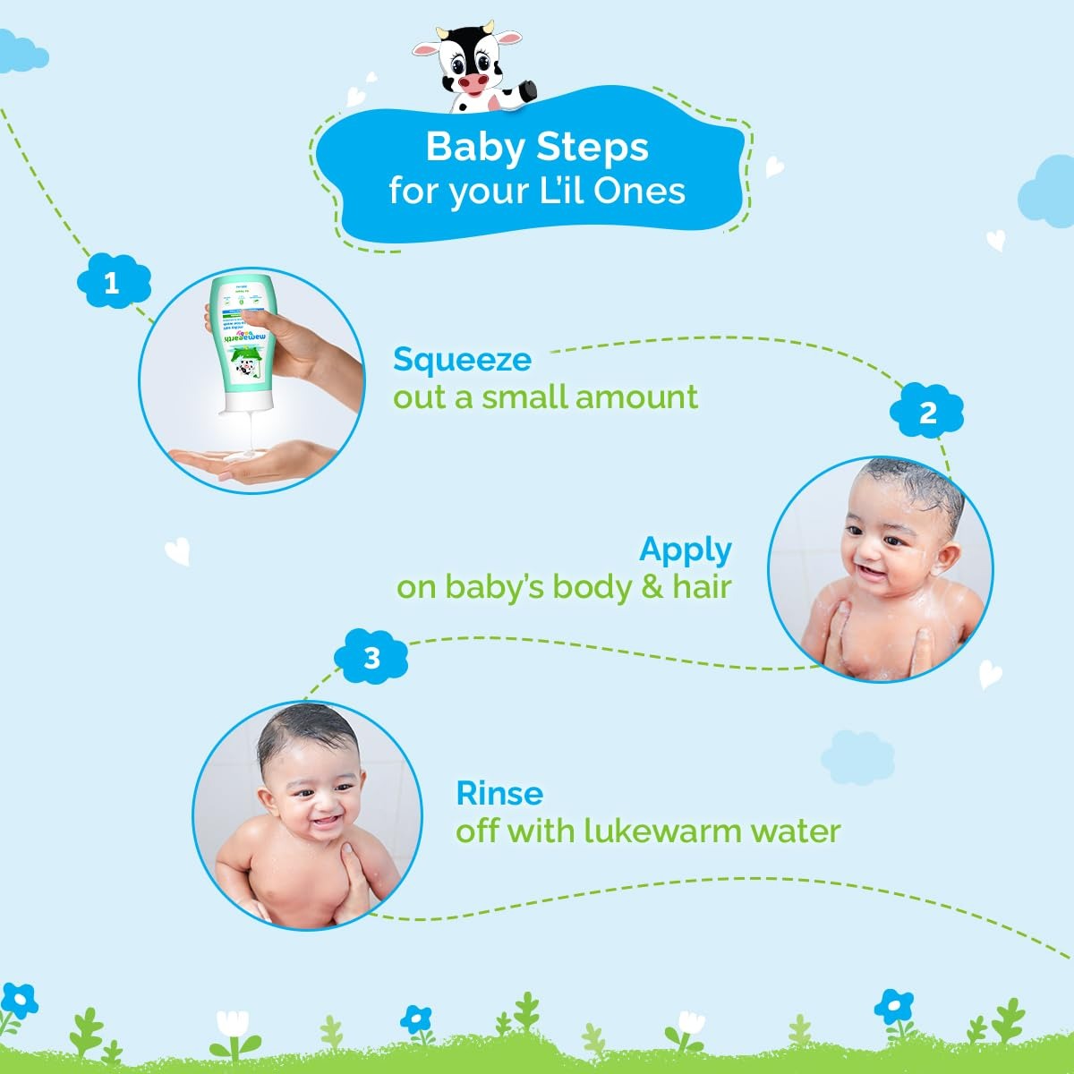 Mamaearth Milky Soft Head to Toe Wash With Oats, Milk, and Calendula for Babies- 200 ml |2-in-1 Tear-Free Body Wash & Shampoo | Moisturizes and Soothes Skin