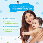 Mamaearth Milky Soft Bathing Bar For Babies - 75 g x 2 | Infused with Oats, Milk and Calendula | Gently Cleanses Skin, Keeps Skin Soft & Smooth, Mild & Gentle