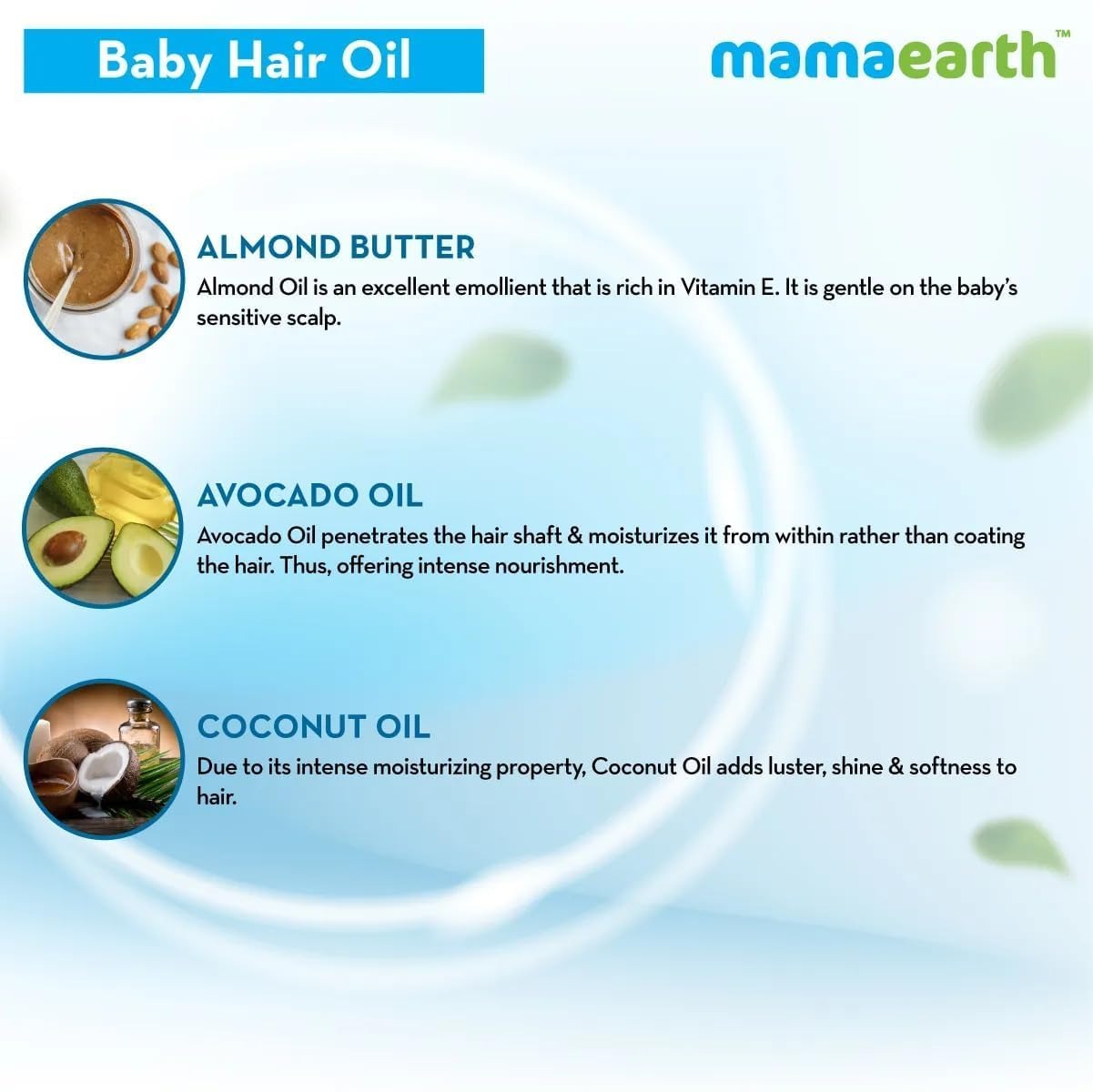 Mamaearth Nourishing Baby Hair Oil with Almond & Avocado, Clear, Coconut, 100 ml