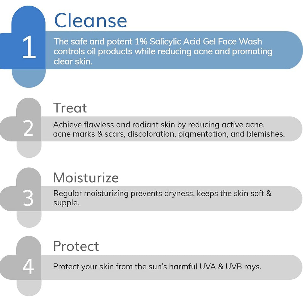 The Derma Co 1% Salicylic Acid Gel Face Wash with Salicylic Acid & Witch Hazel for Active Acne - 30 ml